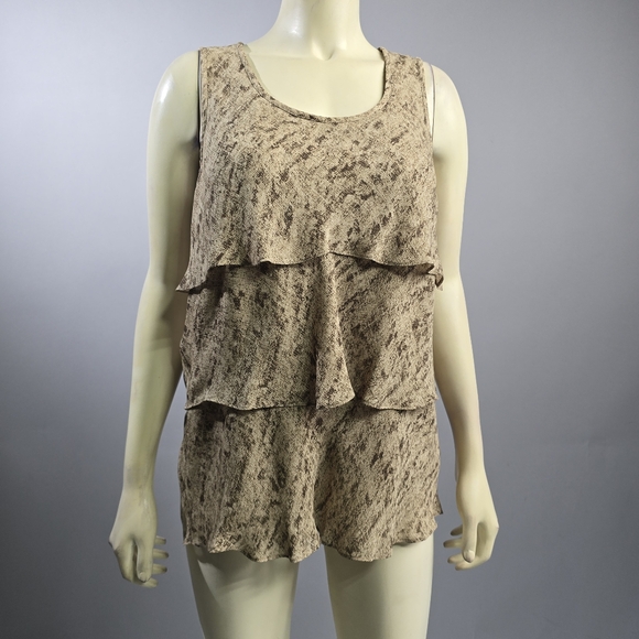 Michael Kors Tan Tiered Sleeveless Tank Top R3 - Picture 1 of 4